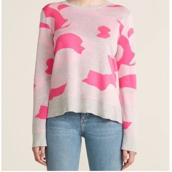 NWT FATE PINK GREY CAMO PRINT PULLOVER SWEATER S - Picture 1 of 6
